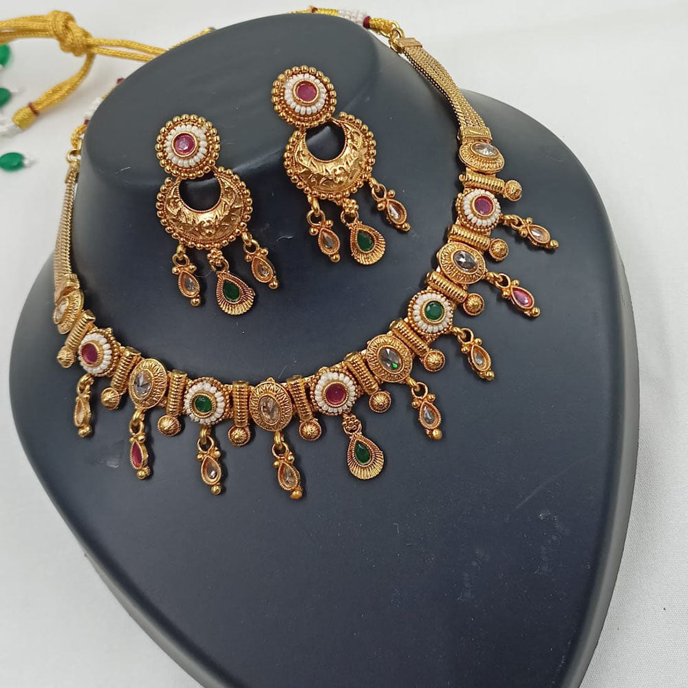 NAFJ Graceful Pota Stone And Pearl Necklace Set