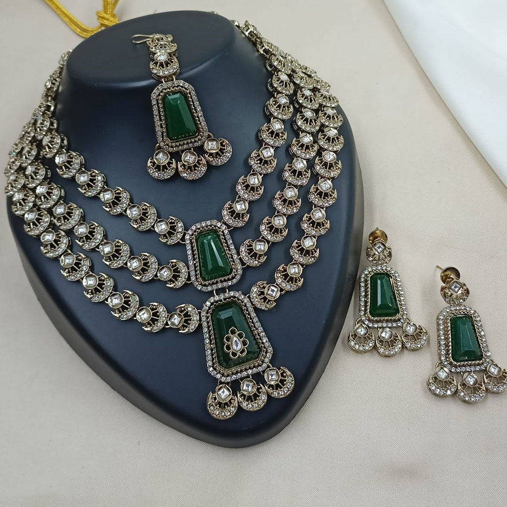 NAFJ Graceful Pota  And Austrian Stone Necklace Set