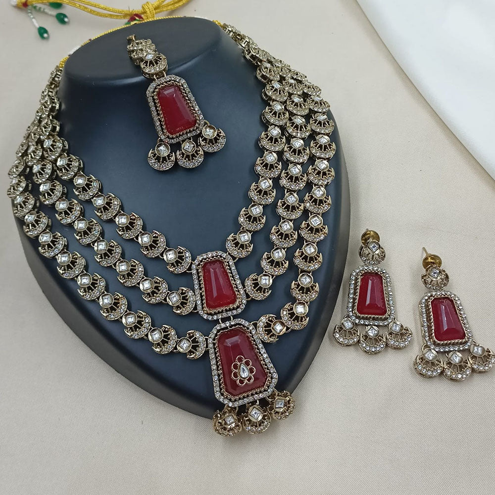 NAFJ Graceful Pota  And Austrian Stone Necklace Set