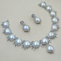 NAFJ Royal Sparkle Austrian Stone And Pearl Necklace Set