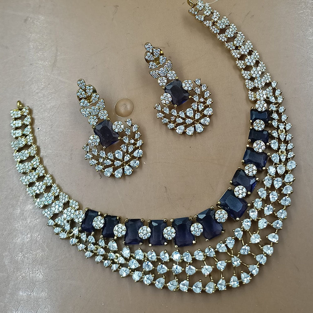 NAFJ Royal Sparkle American Daimond And Austrian Stone Necklace Set