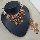 NAFJ Graceful Pota And Austrian Stone Pearl Choker Necklace Set