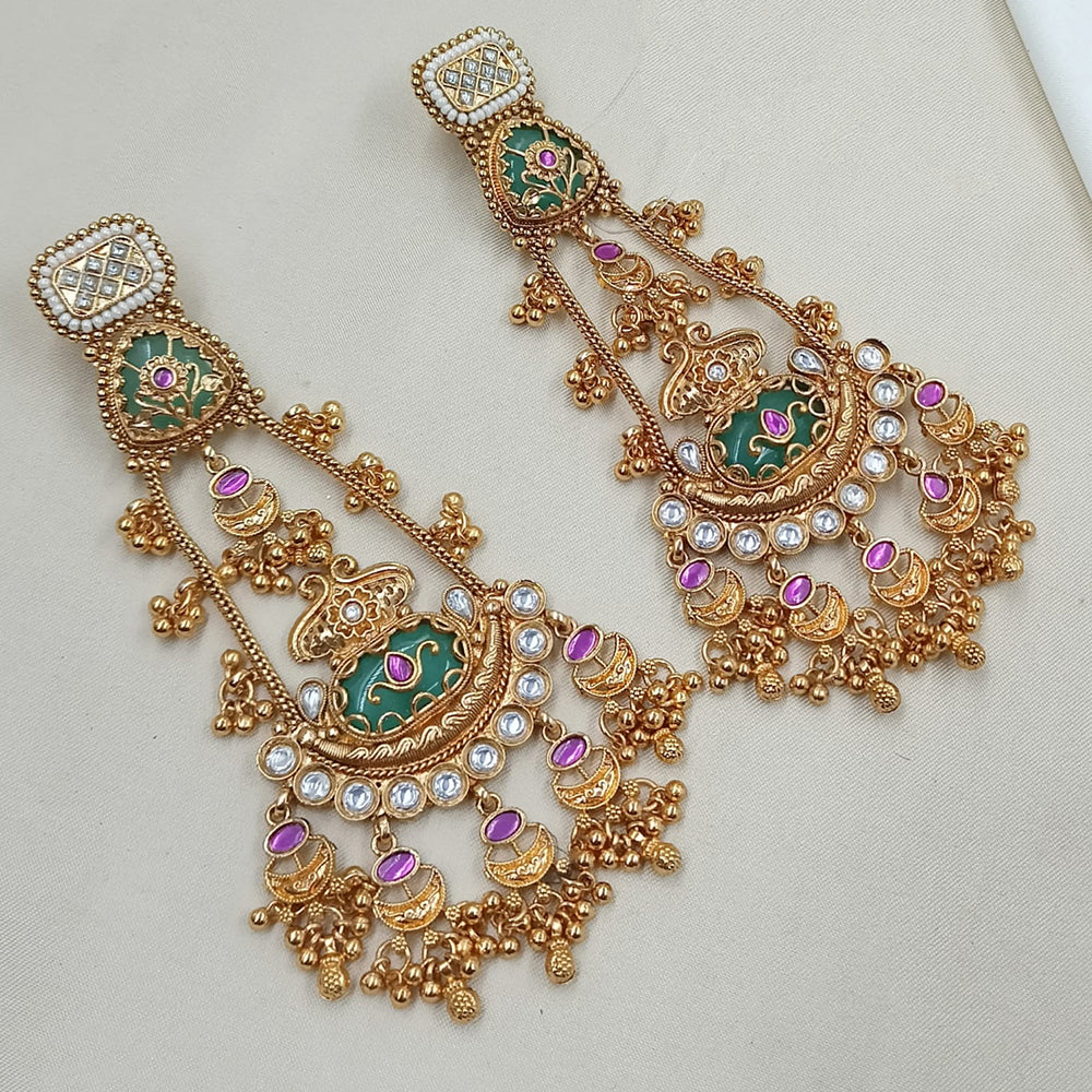 NAFJ Rajwadi Style Pota Stone And Pearl Grand Jhumki Earrings