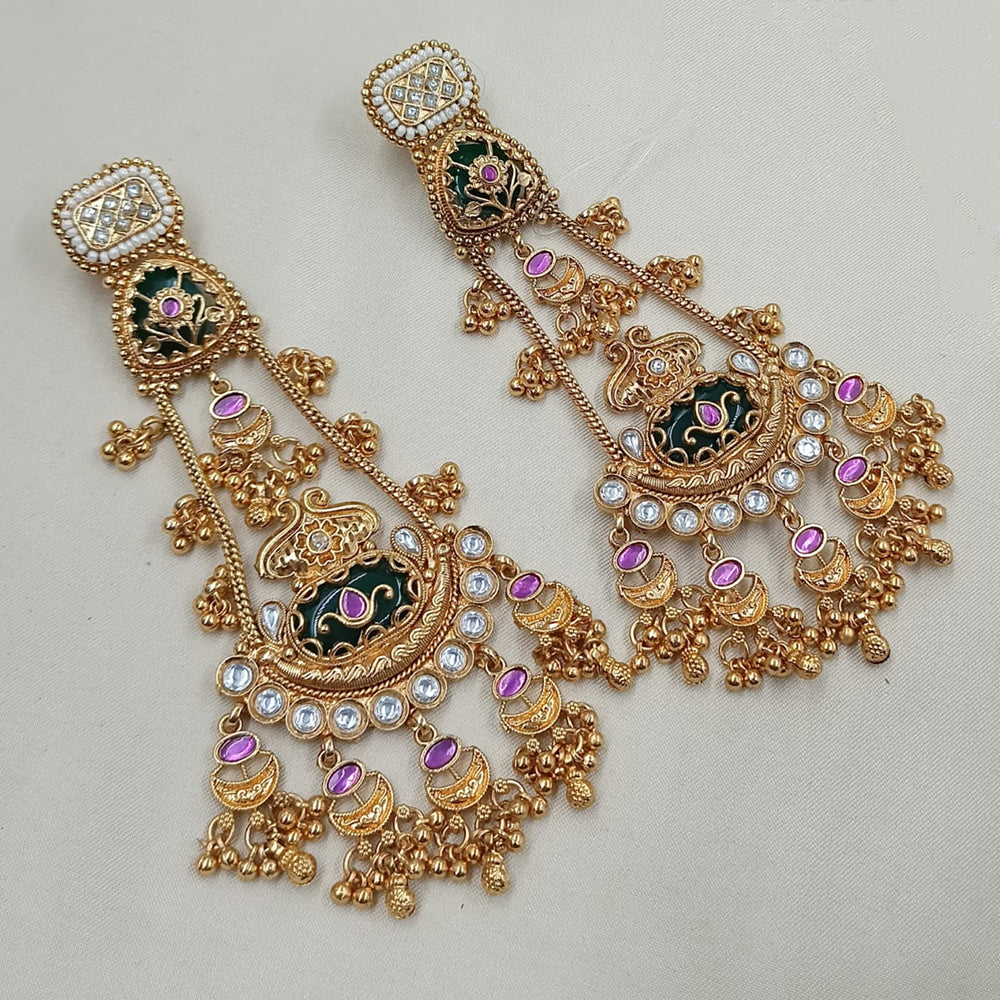 NAFJ Rajwadi Style Pota Stone And Pearl Grand Jhumki Earrings