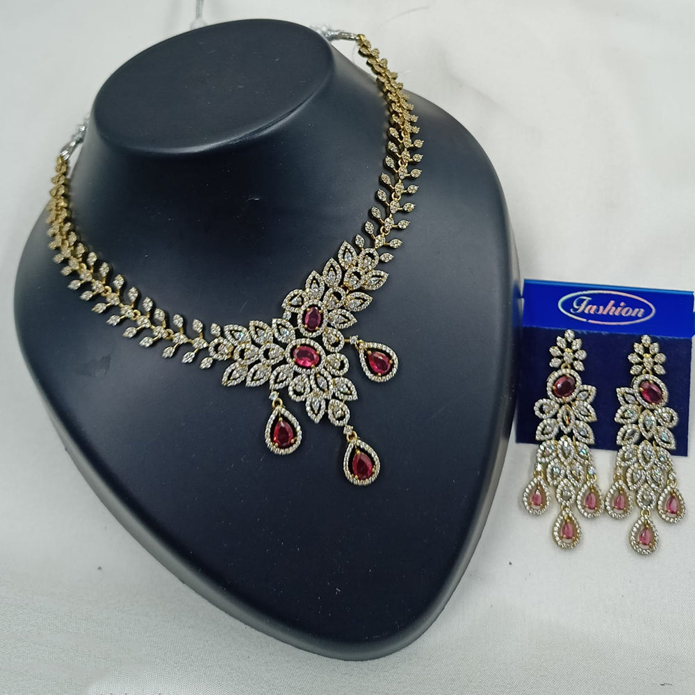 NAFJ Royal Sparkle American Daimond And Austrian Stone Necklace Set