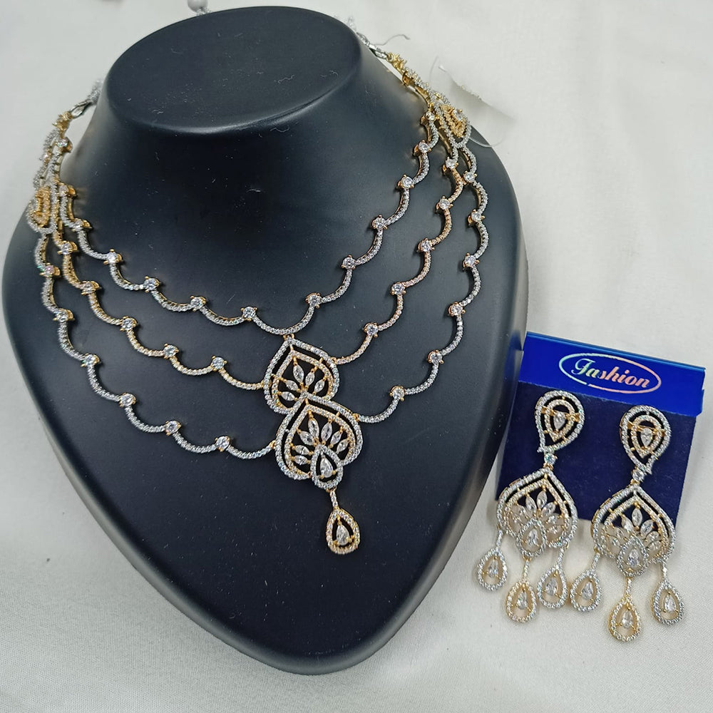 NAFJ Royal Sparkle American Daimond And Austrian Stone Necklace Set