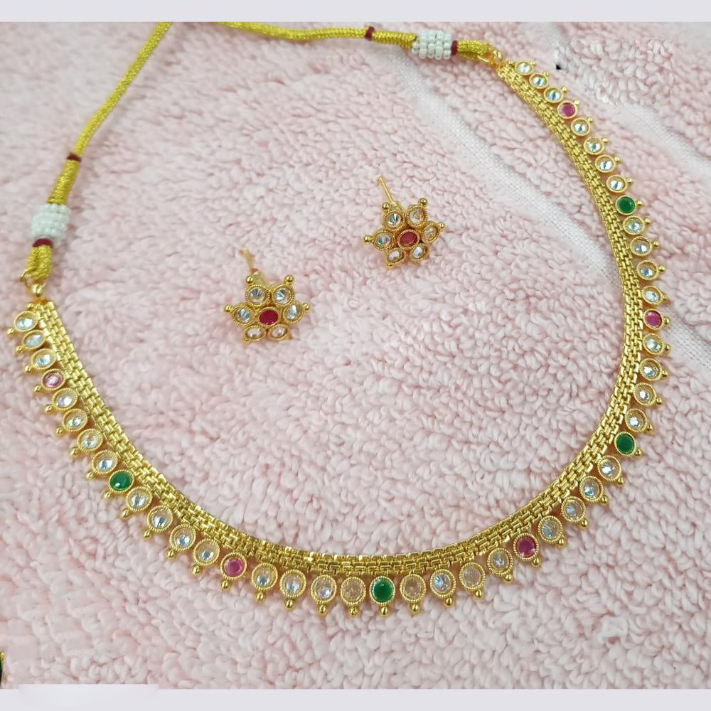 NAFJ Elegant Pota Stone And Crystal Stone Necklace Set