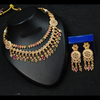 NAFJ Elegant Pota Stone And Crystal Stone Pearl Necklace Set