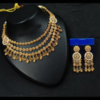 NAFJ Elegant Pota Stone And Crystal Stone Pearl Necklace Set
