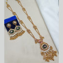 NAFJ Elegant Pota Stone And Crystal Stone Pearl Long Necklace Set