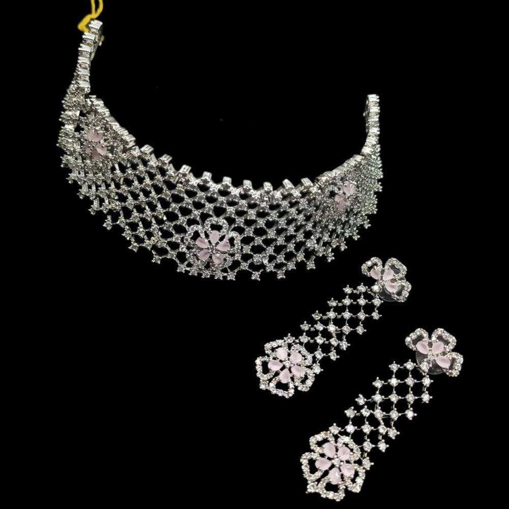 NAFJ Royal Sparkle American Daimond Choker Necklace Set