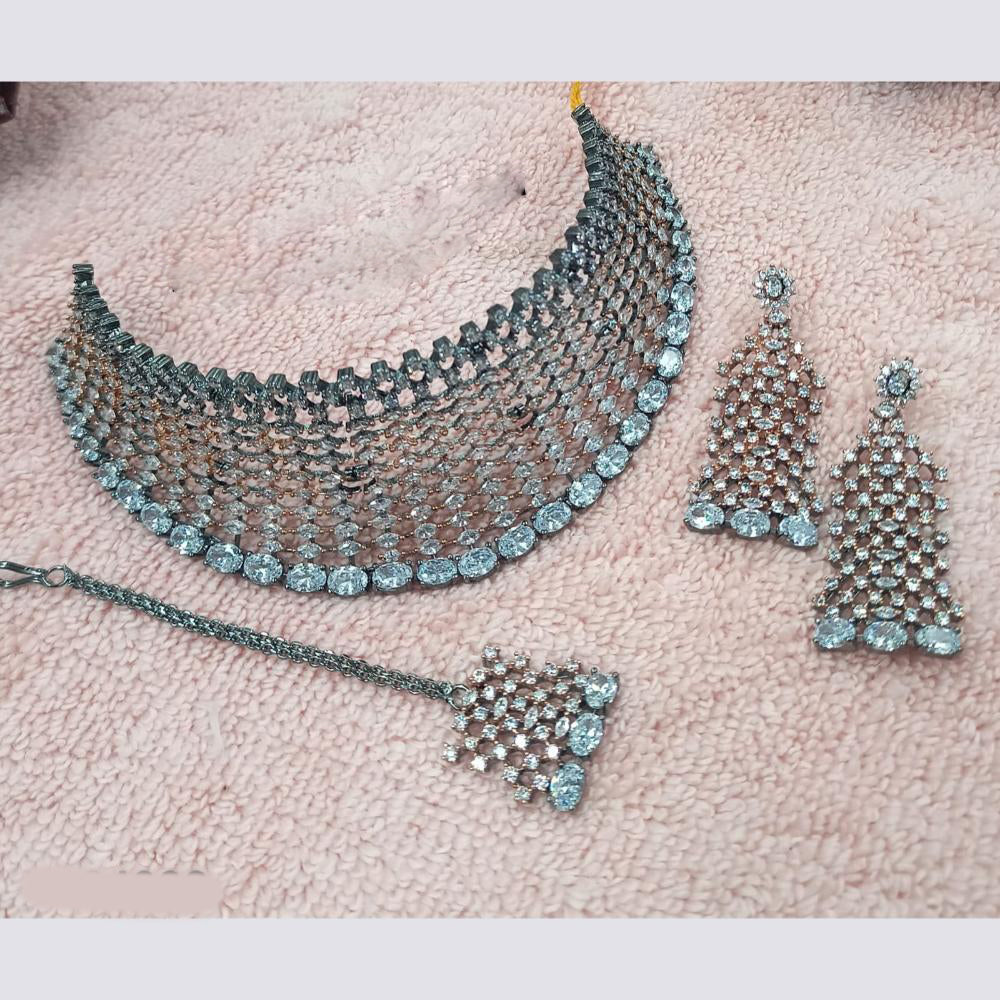 NAFJ Royal Sparkle American Daimond Choker Necklace Set