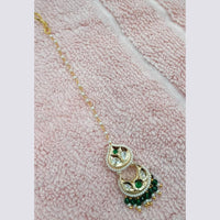 NAFJ Sparkling Polki Kundan Stone And Pearl Maangtikka