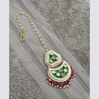 NAFJ Sparkling Polki Kundan Stone And Pearl Maangtikka