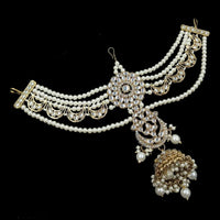 NAFJ Classic Indian Kundan Stone Pearl Hair Ornament