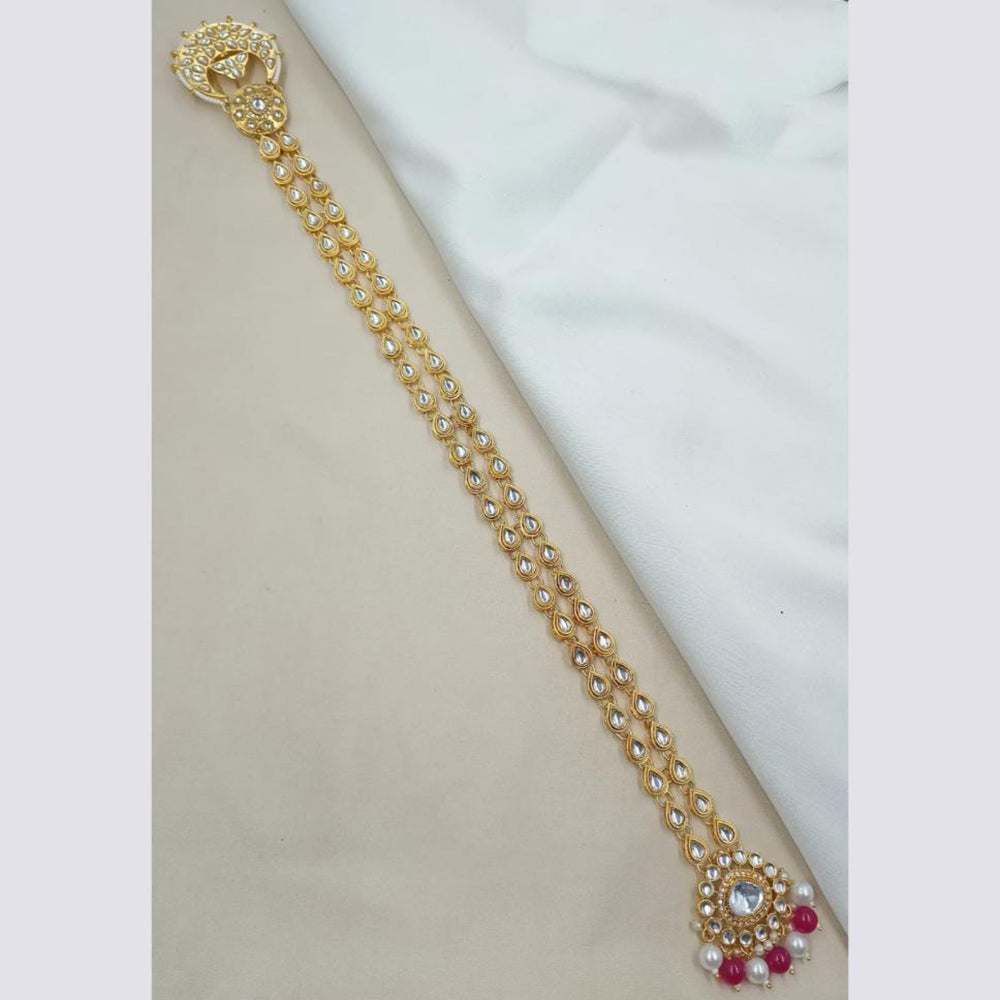 NAFJ Designer Kundan Stone And Pearl Bridal Hair Choti