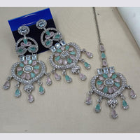 NAFJ Elegant American Diamond Dangler Earrings With Maangtikka