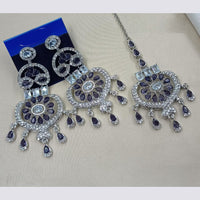 NAFJ Elegant American Diamond Dangler Earrings With Maangtikka