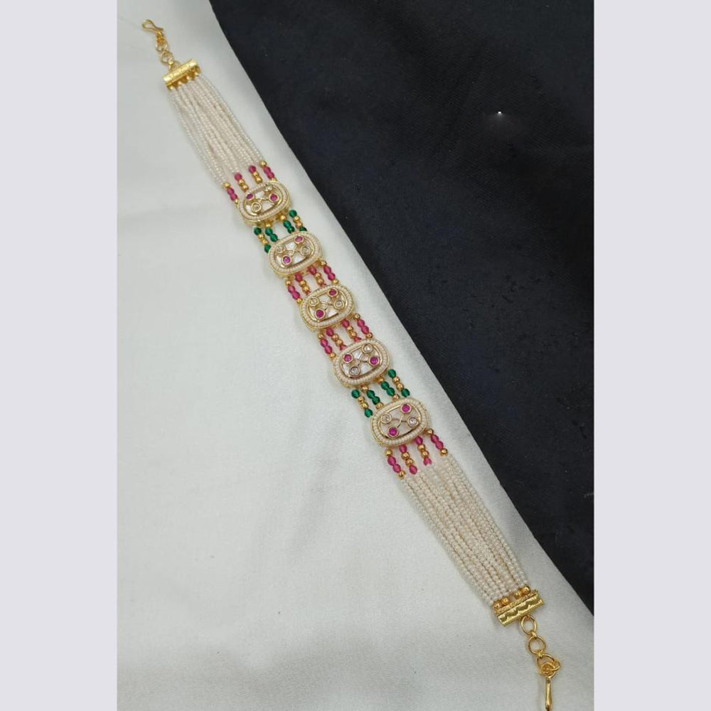 NAFJ Heritage Polki Kundan Stone And Pearl Sheeshphool