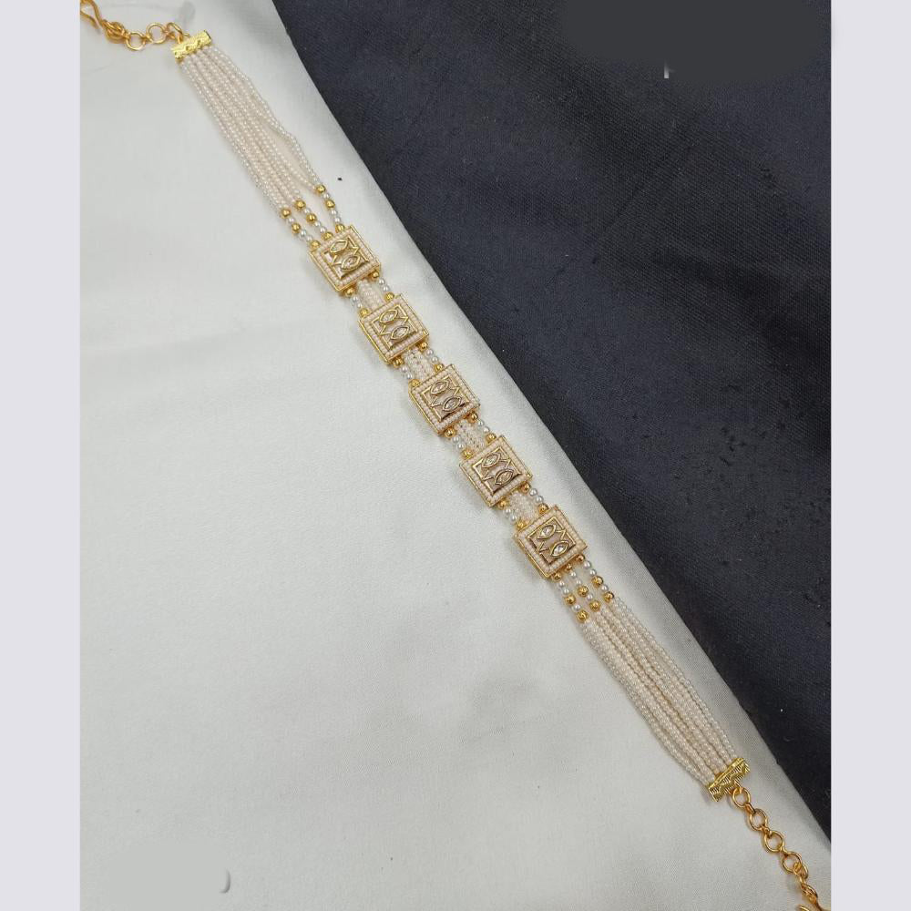 NAFJ Heritage Polki Kundan Stone And Pearl Sheeshphool