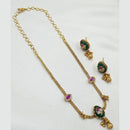 NAFJ Elegant Pota Stone And Crystal Stone Pearl Necklace Set