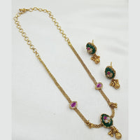 NAFJ Elegant Pota Stone And Crystal Stone Pearl Necklace Set