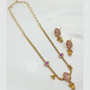 NAFJ Elegant Pota Stone And Crystal Stone Pearl Necklace Set