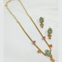 NAFJ Elegant Pota Stone And Crystal Stone Pearl Necklace Set