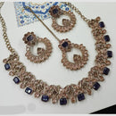 NAFJ Royal Designer Crystal Stone Pearl Necklace Set