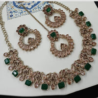 NAFJ Royal Designer Crystal Stone Pearl Necklace Set