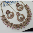 NAFJ Royal Designer Crystal Stone Pearl Necklace Set