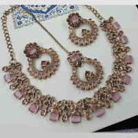 NAFJ Royal Designer Crystal Stone Pearl Necklace Set