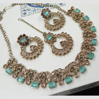 NAFJ Royal Designer Crystal Stone Pearl Necklace Set