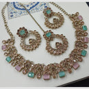 NAFJ Royal Designer Crystal Stone Pearl Necklace Set