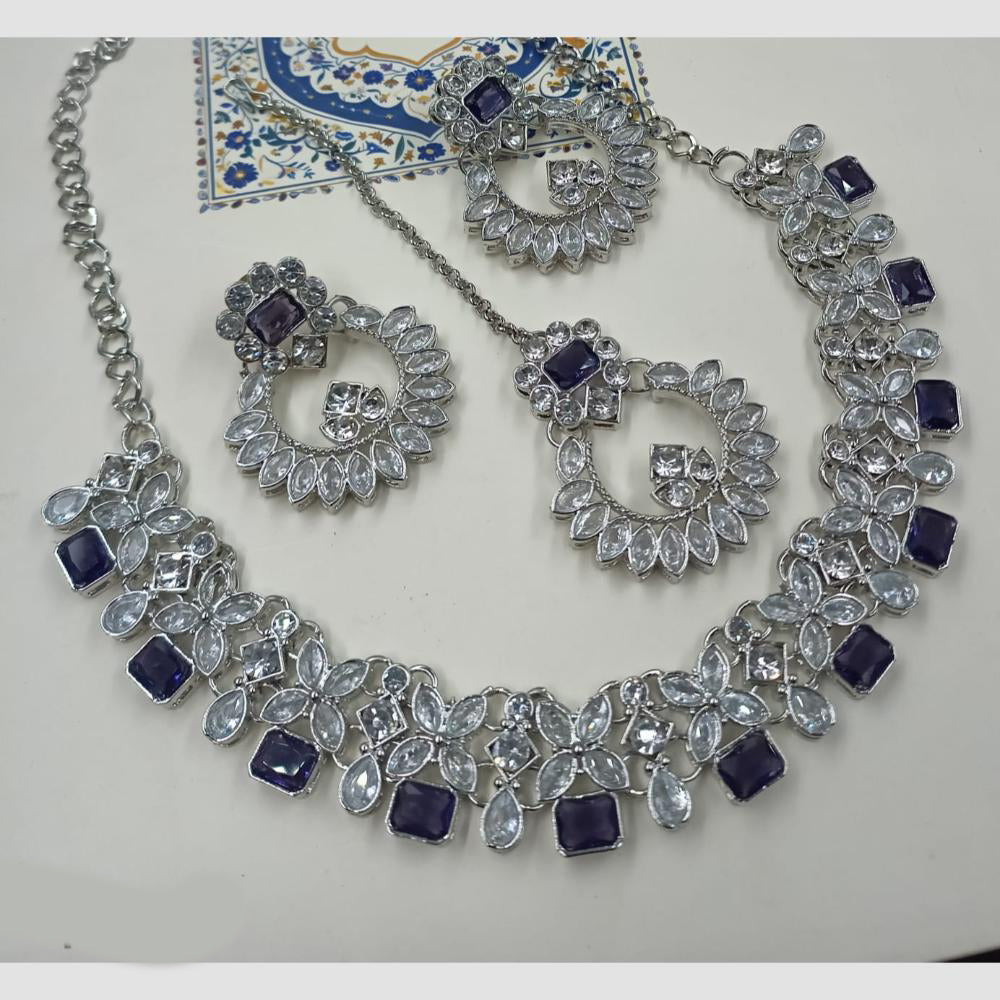 NAFJ Royal Designer Crystal Stone Pearl Necklace Set