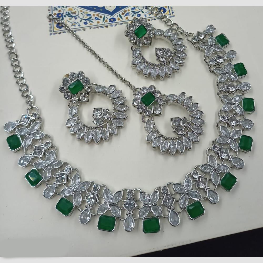 NAFJ Royal Designer Crystal Stone Pearl Necklace Set