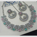 NAFJ Royal Designer Crystal Stone Pearl Necklace Set