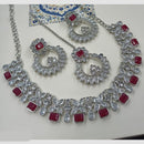NAFJ Royal Designer Crystal Stone Pearl Necklace Set