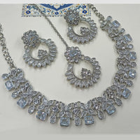 NAFJ Royal Designer Crystal Stone Pearl Necklace Set