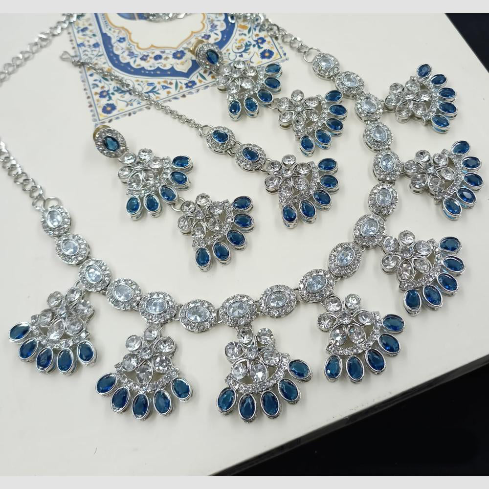 NAFJ Royal Designer Crystal Stone Pearl Necklace Set