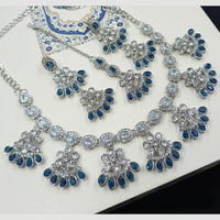 NAFJ Royal Designer Crystal Stone Pearl Necklace Set