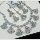 NAFJ Royal Designer Crystal Stone Pearl Necklace Set