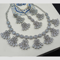 NAFJ Royal Designer Crystal Stone Pearl Necklace Set