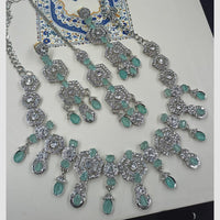 NAFJ Royal Designer Crystal Stone Pearl Necklace Set