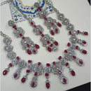 NAFJ Royal Designer Crystal Stone Pearl Necklace Set