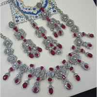 NAFJ Royal Designer Crystal Stone Pearl Necklace Set