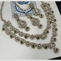 NAFJ Royal Sparkle Pota Stone d And Austrian Double Necklace Set