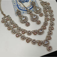 NAFJ Royal Sparkle Pota Stone d And Austrian Double Necklace Set