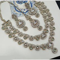 NAFJ Royal Sparkle Pota Stone d And Austrian Double Necklace Set
