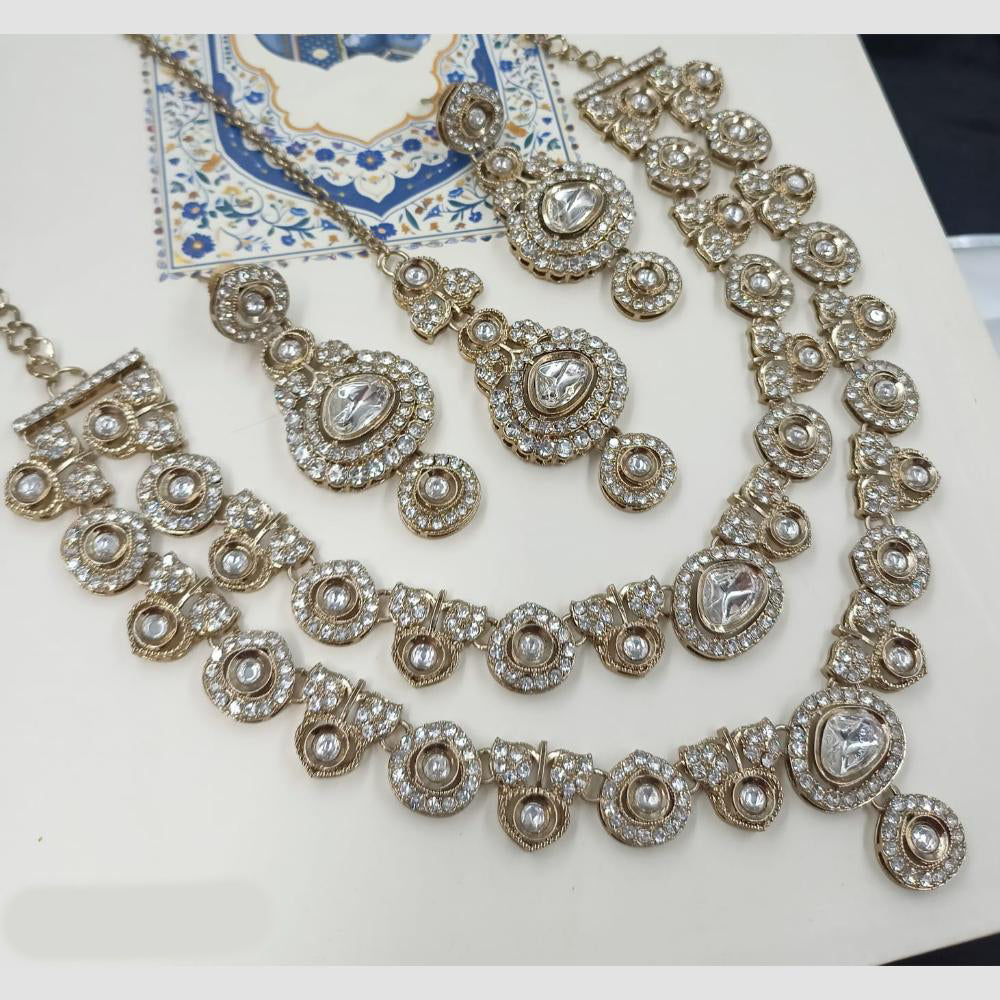 NAFJ Royal Sparkle Pota Stone d And Austrian Double Necklace Set